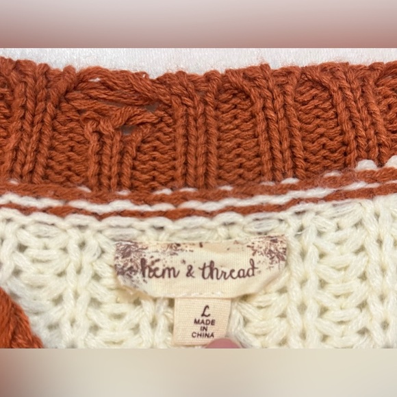 Hem & Thread Striped Multicolor Women's Fall Autumn Cozy Sweater Size Large - Picture 6 of 16